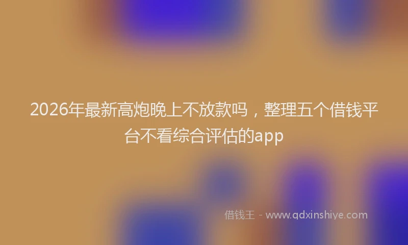 2026年最新高炮晚上不放款吗，整理五个借钱平台不看综合评估的app