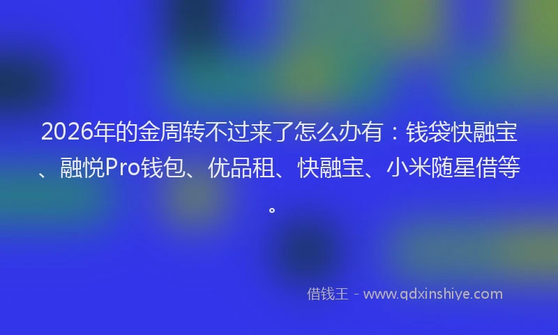 2026年的金周转不过来了怎么办有：钱袋快融宝、融悦Pro钱包、优品租、快融宝、小米随星借等。