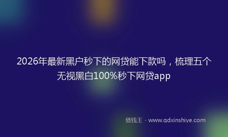 2026年最新黑户秒下的网贷能下款吗，梳理五个无视黑白100%秒下网贷app