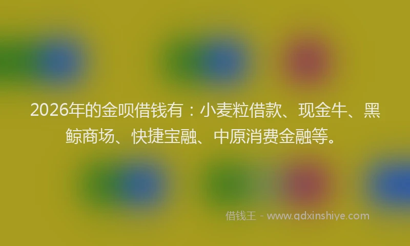 2026年的金呗借钱有：小麦粒借款、现金牛、黑鲸商场、快捷宝融、中原消费金融等。