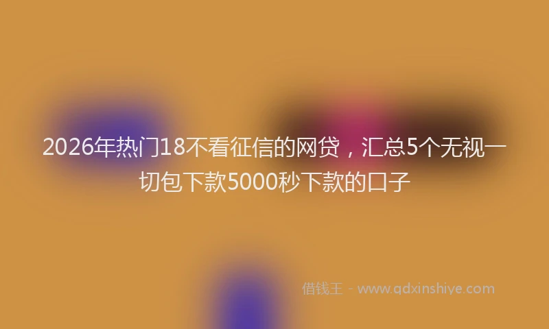 2026年热门18不看征信的网贷，汇总5个无视一切包下款5000秒下款的口子