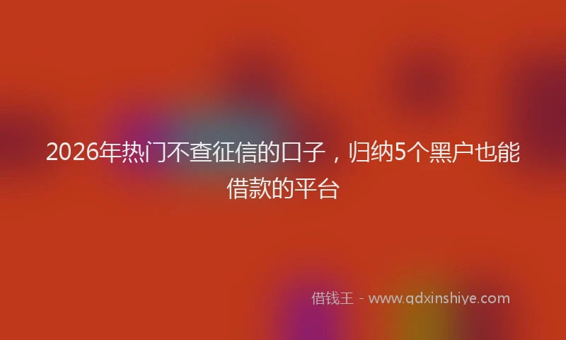 2026年热门不查征信的口子，归纳5个黑户也能借款的平台