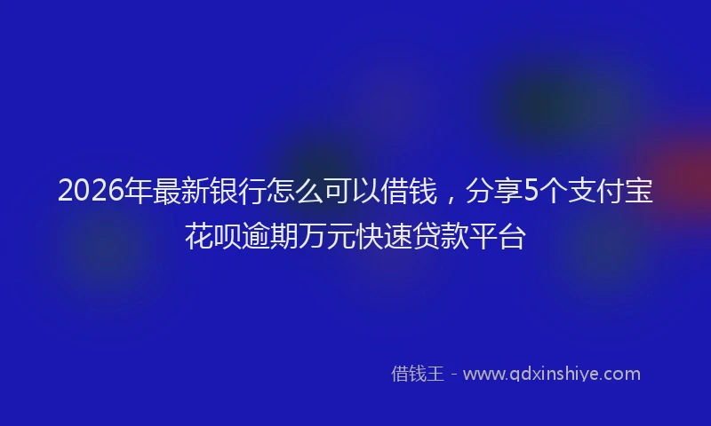 2026年最新银行怎么可以借钱，分享5个支付宝花呗逾期万元快速贷款平台