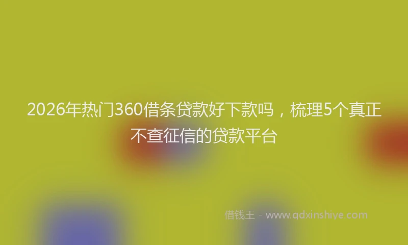 2026年热门360借条贷款好下款吗，梳理5个真正不查征信的贷款平台