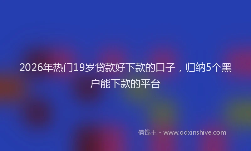 2026年热门19岁贷款好下款的口子，归纳5个黑户能下款的平台