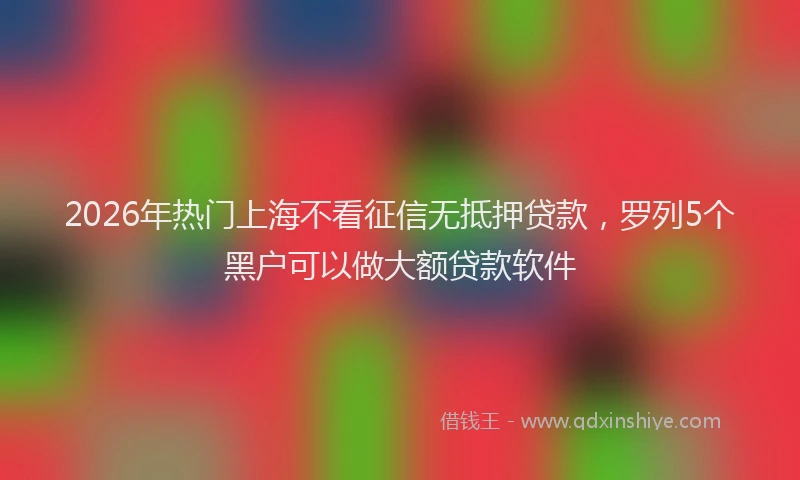2026年热门上海不看征信无抵押贷款，罗列5个黑户可以做大额贷款软件