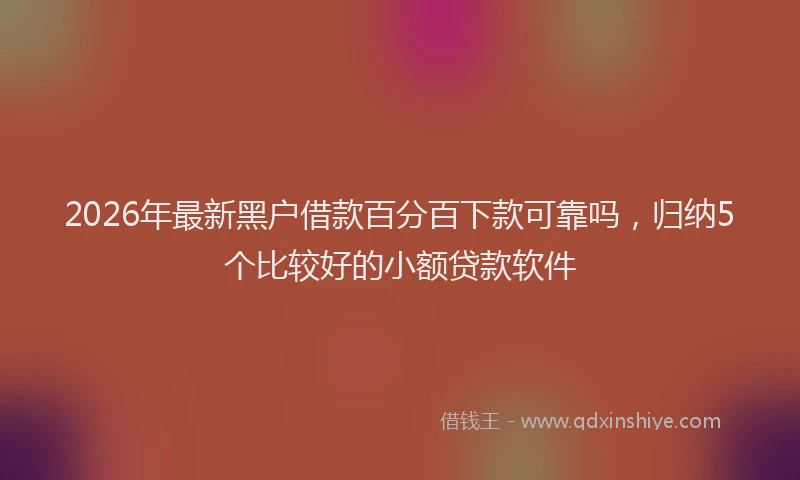 2026年最新黑户借款百分百下款可靠吗，归纳5个比较好的小额贷款软件