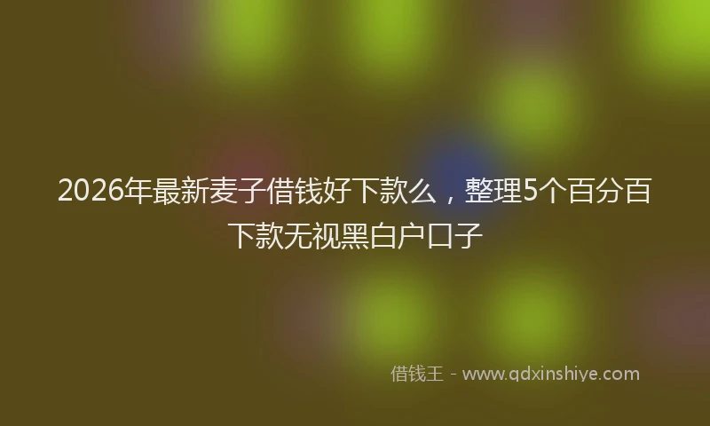 2026年最新麦子借钱好下款么，整理5个百分百下款无视黑白户口子