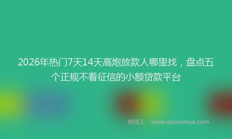 2026年热门7天14天高炮放款人哪里找，盘点五个正规不看征信的小额贷款平台