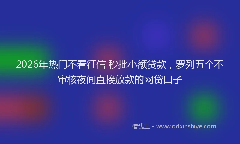 2026年热门不看征信 秒批小额贷款，罗列五个不审核夜间直接放款的网贷口子