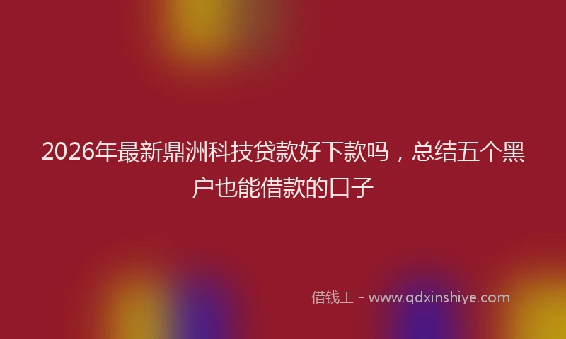 2026年最新鼎洲科技贷款好下款吗，总结五个黑户也能借款的口子