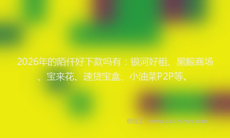 2026年的陌仟好下款吗有：银河好租、黑鲸商场、宝来花、速贷宝盒、小油菜P2P等。