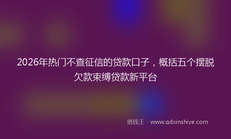 2026年热门不查征信的贷款口子，概括五个摆脱欠款束缚贷款新平台