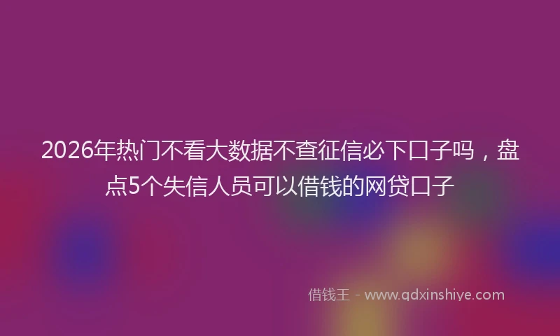 2026年热门不看大数据不查征信必下口子吗，盘点5个失信人员可以借钱的网贷口子