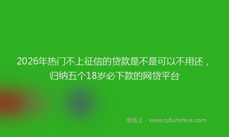 2026年热门不上征信的贷款是不是可以不用还，归纳五个18岁必下款的网贷平台