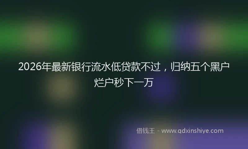 2026年最新银行流水低贷款不过，归纳五个黑户烂户秒下一万