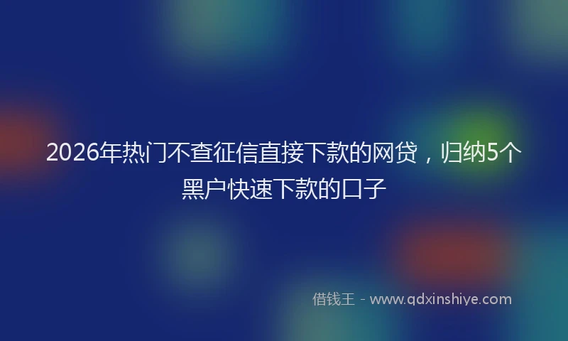 2026年热门不查征信直接下款的网贷，归纳5个黑户快速下款的口子