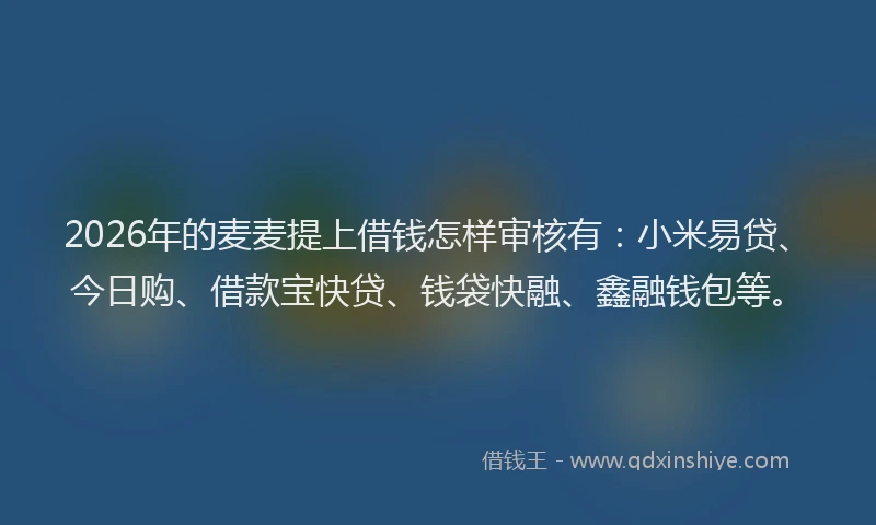 2026年的麦麦提上借钱怎样审核有：小米易贷、今日购、借款宝快贷、钱袋快融、鑫融钱包等。