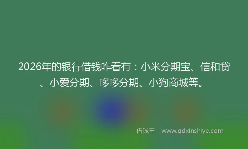 2026年的银行借钱咋看有：小米分期宝、信和贷、小爱分期、哆哆分期、小狗商城等。
