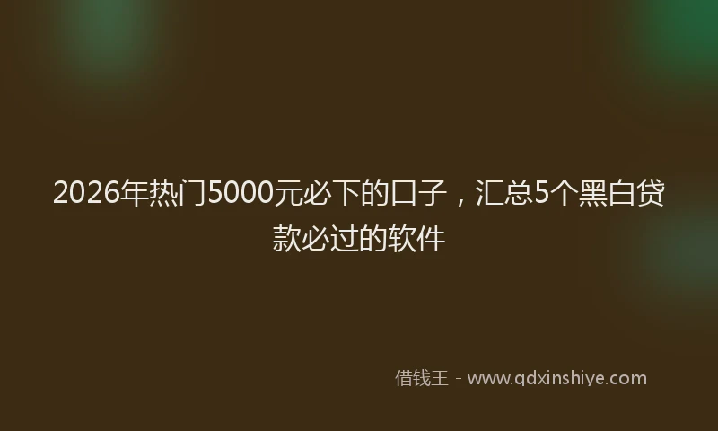 2026年热门5000元必下的口子，汇总5个黑白贷款必过的软件