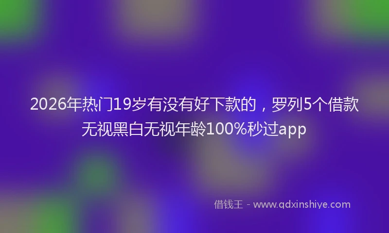 2026年热门19岁有没有好下款的，罗列5个借款无视黑白无视年龄100%秒过app