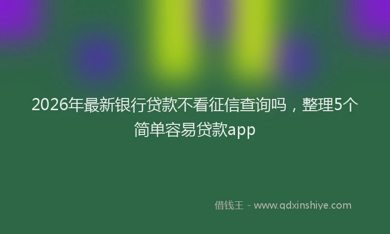 2026年最新银行贷款不看征信查询吗，整理5个简单容易贷款app
