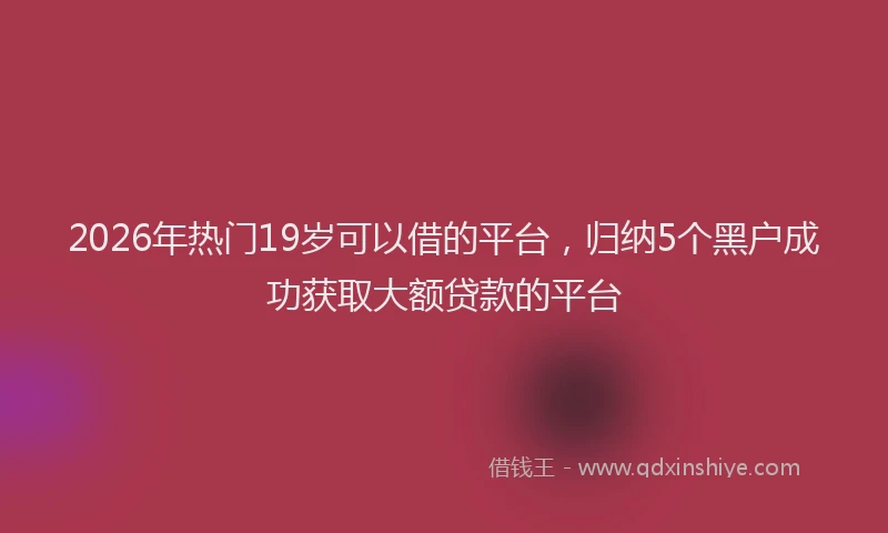 2026年热门19岁可以借的平台，归纳5个黑户成功获取大额贷款的平台