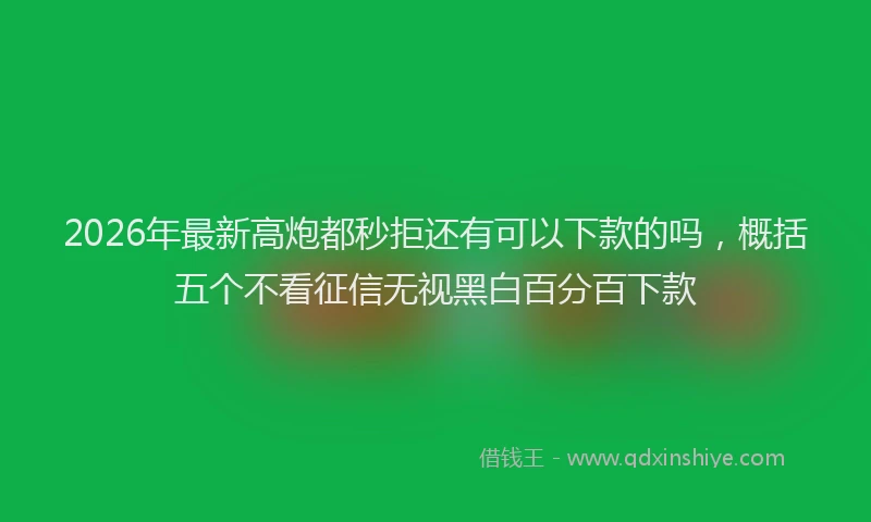 2026年最新高炮都秒拒还有可以下款的吗，概括五个不看征信无视黑白百分百下款