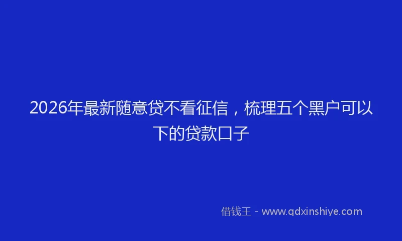 2026年最新随意贷不看征信，梳理五个黑户可以下的贷款口子