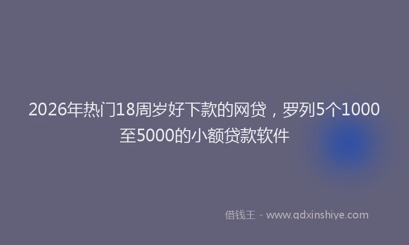 2026年热门18周岁好下款的网贷，罗列5个1000至5000的小额贷款软件