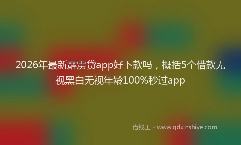 2026年最新霹雳贷app好下款吗，概括5个借款无视黑白无视年龄100%秒过app
