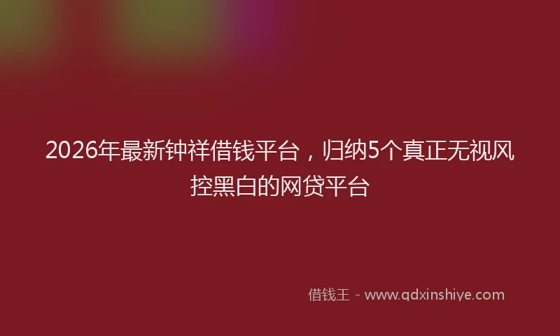 2026年最新钟祥借钱平台，归纳5个真正无视风控黑白的网贷平台