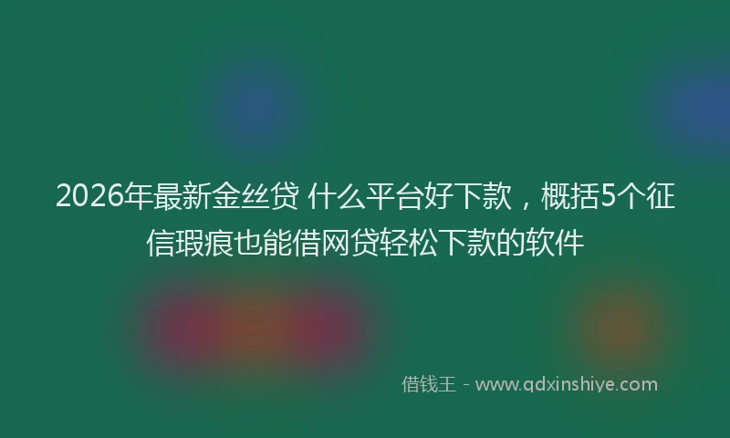 2026年最新金丝贷 什么平台好下款，概括5个征信瑕疵也能借网贷轻松下款的软件