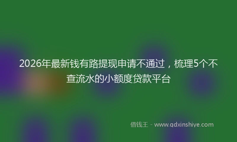 2026年最新钱有路提现申请不通过，梳理5个不查流水的小额度贷款平台