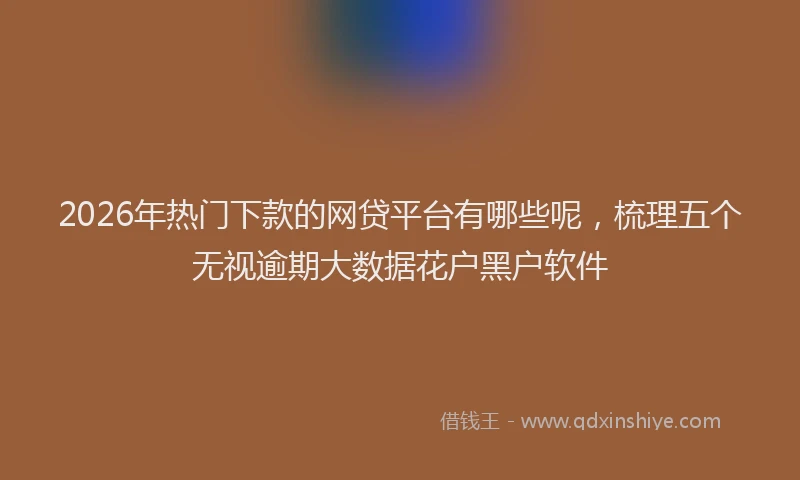 2026年热门下款的网贷平台有哪些呢，梳理五个无视逾期大数据花户黑户软件