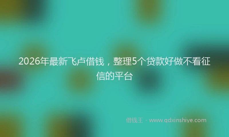 2026年最新飞卢借钱，整理5个贷款好做不看征信的平台