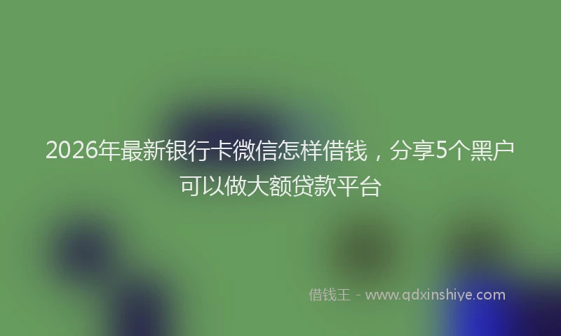 2026年最新银行卡微信怎样借钱，分享5个黑户可以做大额贷款平台