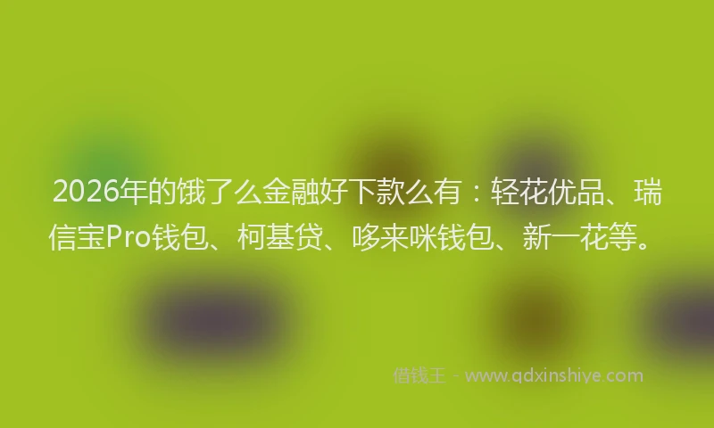 2026年的饿了么金融好下款么有：轻花优品、瑞信宝Pro钱包、柯基贷、哆来咪钱包、新一花等。