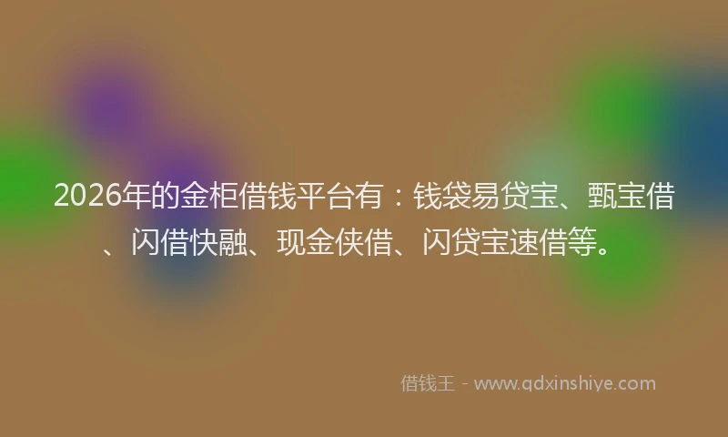 2026年的金柜借钱平台有：钱袋易贷宝、甄宝借、闪借快融、现金侠借、闪贷宝速借等。