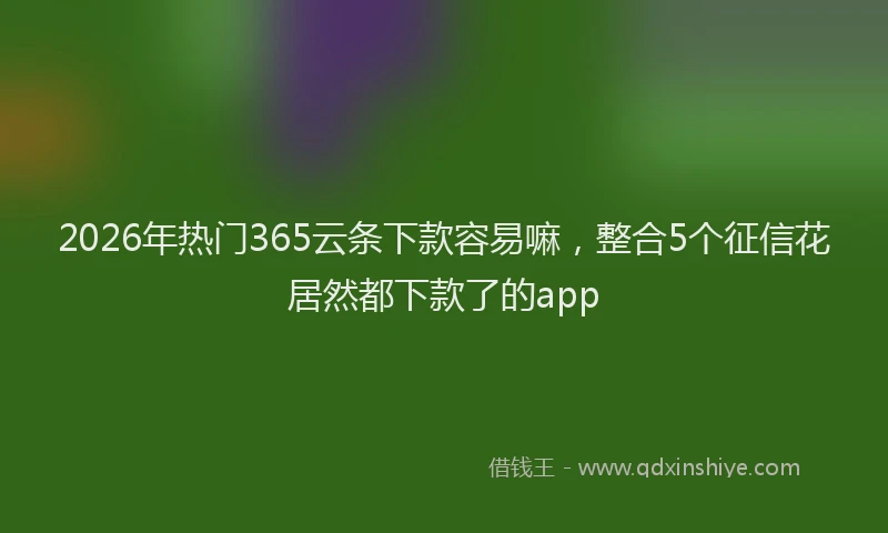 2026年热门365云条下款容易嘛，整合5个征信花居然都下款了的app