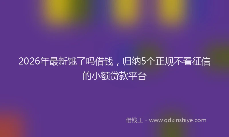 2026年最新饿了吗借钱，归纳5个正规不看征信的小额贷款平台