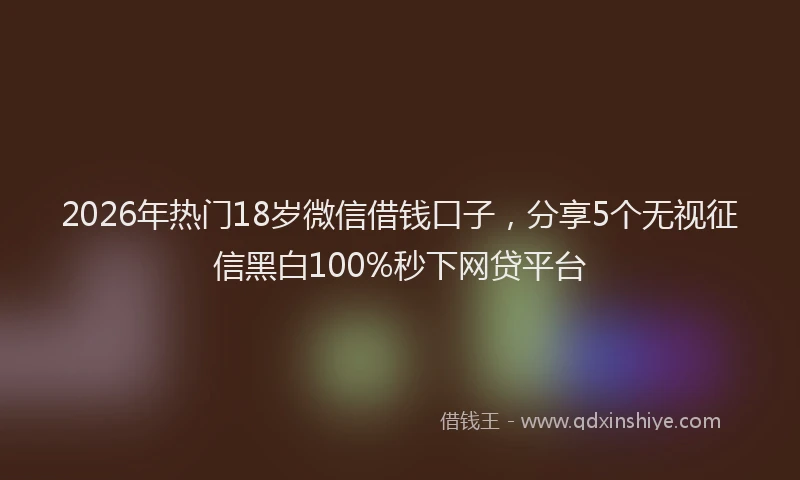 2026年热门18岁微信借钱口子，分享5个无视征信黑白100%秒下网贷平台