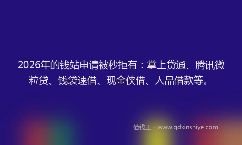 2026年的钱站申请被秒拒有：掌上贷通、腾讯微粒贷、钱袋速借、现金侠借、人品借款等。