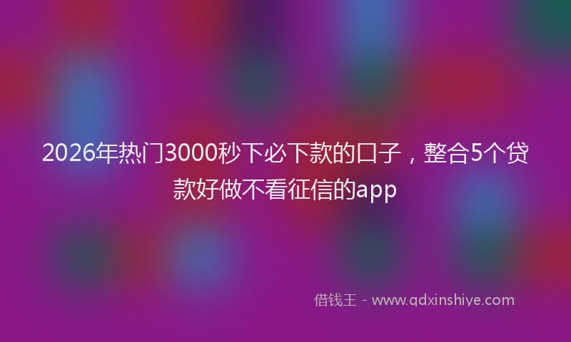 2026年热门3000秒下必下款的口子，整合5个贷款好做不看征信的app