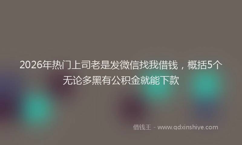 2026年热门上司老是发微信找我借钱，概括5个无论多黑有公积金就能下款