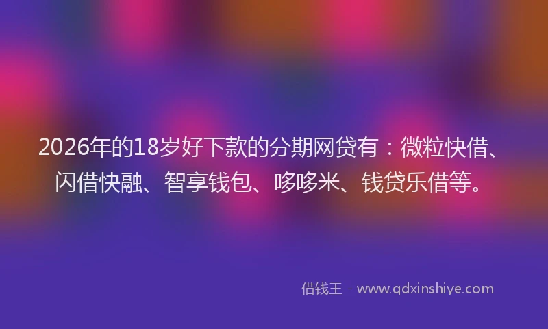 2026年的18岁好下款的分期网贷有：微粒快借、闪借快融、智享钱包、哆哆米、钱贷乐借等。