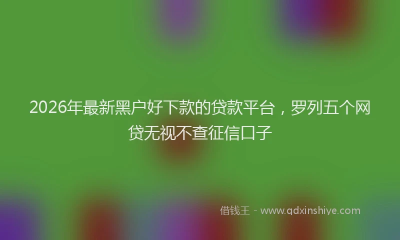 2026年最新黑户好下款的贷款平台，罗列五个网贷无视不查征信口子