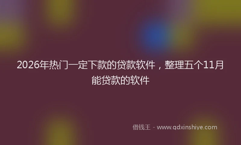 2026年热门一定下款的贷款软件，整理五个11月能贷款的软件