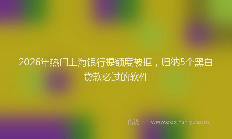 2026年热门上海银行提额度被拒，归纳5个黑白贷款必过的软件