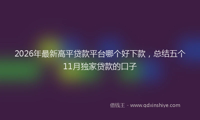 2026年最新高平贷款平台哪个好下款，总结五个11月独家贷款的口子